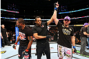 CHICAGO, IL - JANUARY 26:  Glover Teixeira (R) celebrates after defeating Rampage Jackson (L) during their Light Heavyweight Bout part of UFC on FOX at United Center on January 26, 2013 in Chicago, Illinois.  (Photo by Al Bello/Zuffa LLC/Zuffa LLC Via Getty Images)