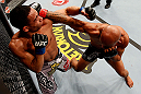 CHICAGO, IL - JANUARY 26:  Demetrious Johnson (R) punches John Dodson (L) during thier Flyweight Championship Bout part of UFC on FOX at United Center on January 26, 2013 in Chicago, Illinois.  (Photo by Josh Hedges/Zuffa LLC/Zuffa LLC Via Getty Images)