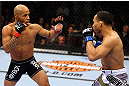 CHICAGO, IL - JANUARY 26:  John Dodson (R) fights Demetrious Johnson (L) during thier Flyweight Championship Bout part of UFC on FOX at United Center on January 26, 2013 in Chicago, Illinois.  (Photo by Al Bello/Zuffa LLC/Zuffa LLC Via Getty Images)
