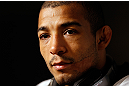 LAS VEGAS, NV - JANUARY 31:  UFC featherweight champion Jose Aldo interacts with media during the UFC 156 Ultimate Media Day on January 31, 2013 at the Mandalay Bay in Las Vegas, Nevada.  (Photo by Josh Hedges/Zuffa LLC/Zuffa LLC via Getty Images)