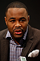 LAS VEGAS, NV - JANUARY 31:  Rashad Evans interacts with media during the UFC 156 Ultimate Media Day on January 31, 2013 at the Mandalay Bay in Las Vegas, Nevada.  (Photo by Josh Hedges/Zuffa LLC/Zuffa LLC via Getty Images)