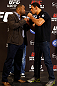 LAS VEGAS, NV - JANUARY 31:  (L-R) Opponents Rashad Evans and Antonio Rogerio Nogueira face off during the UFC 156 Ultimate Media Day on January 31, 2013 at the Mandalay Bay in Las Vegas, Nevada.  (Photo by Josh Hedges/Zuffa LLC/Zuffa LLC via Getty Images)