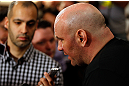 LAS VEGAS, NV - JANUARY 31:  UFC president Dana White interacts with media during the UFC 156 Ultimate Media Day on January 31, 2013 at the Mandalay Bay in Las Vegas, Nevada.  (Photo by Josh Hedges/Zuffa LLC/Zuffa LLC via Getty Images)