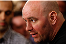 LAS VEGAS, NV - JANUARY 31:  UFC president Dana White interacts with media during the UFC 156 Ultimate Media Day on January 31, 2013 at the Mandalay Bay in Las Vegas, Nevada.  (Photo by Josh Hedges/Zuffa LLC/Zuffa LLC via Getty Images)