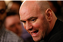 LAS VEGAS, NV - JANUARY 31:  UFC president Dana White interacts with media during the UFC 156 Ultimate Media Day on January 31, 2013 at the Mandalay Bay in Las Vegas, Nevada.  (Photo by Josh Hedges/Zuffa LLC/Zuffa LLC via Getty Images)