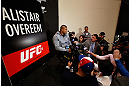 LAS VEGAS, NV - JANUARY 31:  Alistair Overeem interacts with media during the UFC 156 Ultimate Media Day on January 31, 2013 at the Mandalay Bay in Las Vegas, Nevada.  (Photo by Josh Hedges/Zuffa LLC/Zuffa LLC via Getty Images)