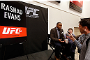 LAS VEGAS, NV - JANUARY 31:  Rashad Evans interacts with media during the UFC 156 Ultimate Media Day on January 31, 2013 at the Mandalay Bay in Las Vegas, Nevada.  (Photo by Josh Hedges/Zuffa LLC/Zuffa LLC via Getty Images)