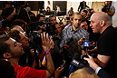 LAS VEGAS, NV - JANUARY 31:  UFC president Dana White interacts with media during the UFC 156 Ultimate Media Day on January 31, 2013 at the Mandalay Bay in Las Vegas, Nevada.  (Photo by Josh Hedges/Zuffa LLC/Zuffa LLC via Getty Images)
