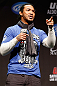 LAS VEGAS, NV - FEBRUARY 01:  UFC lightweight champion Benson Henderson interacts with fans during a Q&A session before the UFC 156 weigh-in on February 1, 2013 at Mandalay Bay Events Center in Las Vegas, Nevada.  (Photo by Josh Hedges/Zuffa LLC/Zuffa LLC via Getty Images)