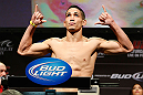 LAS VEGAS, NV - FEBRUARY 01:  Dustin Kimura weighs in during the UFC 156 weigh-in on February 1, 2013 at Mandalay Bay Events Center in Las Vegas, Nevada.  (Photo by Josh Hedges/Zuffa LLC/Zuffa LLC via Getty Images)