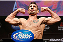 LAS VEGAS, NV - FEBRUARY 01:  Isaac Vallie-Flag weighs in during the UFC 156 weigh-in on February 1, 2013 at Mandalay Bay Events Center in Las Vegas, Nevada.  (Photo by Josh Hedges/Zuffa LLC/Zuffa LLC via Getty Images)