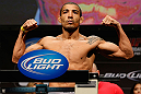 LAS VEGAS, NV - FEBRUARY 01:  Jose Aldo weighs in during the UFC 156 weigh-in on February 1, 2013 at Mandalay Bay Events Center in Las Vegas, Nevada.  (Photo by Josh Hedges/Zuffa LLC/Zuffa LLC via Getty Images)