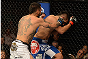 LAS VEGAS, NV - FEBRUARY 02:  (L-R) Francisco Rivera punches Edwin Figueroa during their bantamweight fight at UFC 156 on February 2, 2013 at the Mandalay Bay Events Center in Las Vegas, Nevada.  (Photo by Donald Miralle/Zuffa LLC/Zuffa LLC via Getty Images) *** Local Caption *** Francisco Rivera; Edwin Figueroa