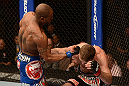 LAS VEGAS, NV - FEBRUARY 02:  (L-R) Bobby Green punches Jacob Volkmann during their lightweight fight at UFC 156 on February 2, 2013 at the Mandalay Bay Events Center in Las Vegas, Nevada.  (Photo by Donald Miralle/Zuffa LLC/Zuffa LLC via Getty Images) *** Local Caption *** Jacob Volkmann; Bobby Green