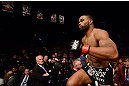 LAS VEGAS, NV - FEBRUARY 02:  Tyron Woodley enters the Octagon to face Jay Hieron before their welterweight fight at UFC 156 on February 2, 2013 at the Mandalay Bay Events Center in Las Vegas, Nevada.  (Photo by Donald Miralle/Zuffa LLC/Zuffa LLC via Getty Images) *** Local Caption *** Jay Hieron; Tyron Woodley