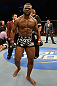 LAS VEGAS, NV - FEBRUARY 02:  Tyron Woodley reacts to his victory over Jay Hieron after their welterweight fight at UFC 156 on February 2, 2013 at the Mandalay Bay Events Center in Las Vegas, Nevada.  (Photo by Donald Miralle/Zuffa LLC/Zuffa LLC via Getty Images) *** Local Caption *** Jay Hieron; Tyron Woodley