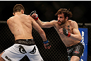 LAS VEGAS, NV - FEBRUARY 02:  (R-L) Jon Fitch punches Demian Maia during their welterweight fight at UFC 156 on February 2, 2013 at the Mandalay Bay Events Center in Las Vegas, Nevada.  (Photo by Josh Hedges/Zuffa LLC/Zuffa LLC via Getty Images) *** Local Caption *** Jon Fitch; Demian Maia