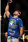 LAS VEGAS, NV - FEBRUARY 02:  Demian Maia reacts to his victory over Jon Fitch after their welterweight fight at UFC 156 on February 2, 2013 at the Mandalay Bay Events Center in Las Vegas, Nevada.  (Photo by Josh Hedges/Zuffa LLC/Zuffa LLC via Getty Images) *** Local Caption *** Jon Fitch; Demian Maia