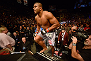 LAS VEGAS, NV - FEBRUARY 02:  Alistair Overeem enters the Octagon to face Antonio Silva before their heavyweight fight at UFC 156 on February 2, 2013 at the Mandalay Bay Events Center in Las Vegas, Nevada.  (Photo by Donald Miralle/Zuffa LLC/Zuffa LLC via Getty Images) *** Local Caption *** Alistair Overeem; Antonio Silva