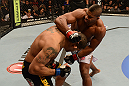 LAS VEGAS, NV - FEBRUARY 02:  (R-L) Alistair Overeem punches Antonio Silva during their heavyweight fight at UFC 156 on February 2, 2013 at the Mandalay Bay Events Center in Las Vegas, Nevada.  (Photo by Donald Miralle/Zuffa LLC/Zuffa LLC via Getty Images) *** Local Caption *** Alistair Overeem; Antonio Silva