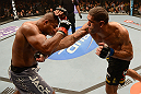 LAS VEGAS, NV - FEBRUARY 02:  (R-L) Antonio Silva punches Alistair Overeem during their heavyweight fight at UFC 156 on February 2, 2013 at the Mandalay Bay Events Center in Las Vegas, Nevada.  (Photo by Donald Miralle/Zuffa LLC/Zuffa LLC via Getty Images) *** Local Caption *** Alistair Overeem; Antonio Silva