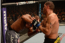 LAS VEGAS, NV - FEBRUARY 02:  (R-L) Antonio Silva punches Alistair Overeem during their heavyweight fight at UFC 156 on February 2, 2013 at the Mandalay Bay Events Center in Las Vegas, Nevada.  (Photo by Donald Miralle/Zuffa LLC/Zuffa LLC via Getty Images) *** Local Caption *** Alistair Overeem; Antonio Silva