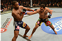 LAS VEGAS, NV - FEBRUARY 02:  Antonio Rogerio Nogueira (right) punches Rashad Evans during their light heavyweight fight at UFC 156 on February 2, 2013 at the Mandalay Bay Events Center in Las Vegas, Nevada.  (Photo by Donald Miralle/Zuffa LLC/Zuffa LLC via Getty Images) *** Local Caption *** Rashad Evans; Antonio Rogerio Nogueira