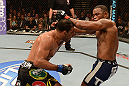 LAS VEGAS, NV - FEBRUARY 02:  (L-R) Antonio Rogerio Nogueira punches Rashad Evans during their light heavyweight fight at UFC 156 on February 2, 2013 at the Mandalay Bay Events Center in Las Vegas, Nevada.  (Photo by Donald Miralle/Zuffa LLC/Zuffa LLC via Getty Images) *** Local Caption *** Rashad Evans; Antonio Rogerio Nogueira