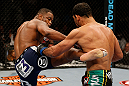 LAS VEGAS, NV - FEBRUARY 02:  (L-R) Rashad Evans kicks Antonio Rogerio Nogueira during their light heavyweight fight at UFC 156 on February 2, 2013 at the Mandalay Bay Events Center in Las Vegas, Nevada.  (Photo by Josh Hedges/Zuffa LLC/Zuffa LLC via Getty Images) *** Local Caption *** Rashad Evans; Antonio Rogerio Nogueira
