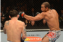 LAS VEGAS, NV - FEBRUARY 02:  (R-L) Jose Aldo punches Frankie Edgar during their featherweight title fight at UFC 156 on February 2, 2013 at the Mandalay Bay Events Center in Las Vegas, Nevada.  (Photo by Donald Miralle/Zuffa LLC/Zuffa LLC via Getty Images) *** Local Caption *** Jose Aldo; Frankie Edgar