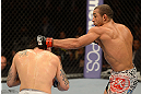 LAS VEGAS, NV - FEBRUARY 02:  (R-L) Jose Aldo punches Frankie Edgar during their featherweight title fight at UFC 156 on February 2, 2013 at the Mandalay Bay Events Center in Las Vegas, Nevada.  (Photo by Donald Miralle/Zuffa LLC/Zuffa LLC via Getty Images) *** Local Caption *** Jose Aldo; Frankie Edgar
