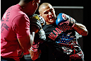 LONDON, ENGLAND - FEBRUARY 13:  Dustin Poirier conducts an open training session for media on February 13, 2013 at Hooks Gym in London, England.  (Photo by Josh Hedges/Zuffa LLC/Zuffa LLC via Getty Images)