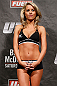 LONDON, ENGLAND - FEBRUARY 15:  UFC Octagon Girl Carly Baker stands on stage during the UFC weigh-in on February 15, 2013 at Wembley Arena in London, England.  (Photo by Josh Hedges/Zuffa LLC/Zuffa LLC via Getty Images)