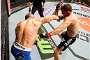 LONDON, ENGLAND - FEBRUARY 16:  (L-R) Stanislav Nedkov punches Tom Watson in their middleweight fight during the UFC on Fuel TV event on February 16, 2013 at Wembley Arena in London, England.  (Photo by Josh Hedges/Zuffa LLC/Zuffa LLC via Getty Images)