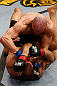 LONDON, ENGLAND - FEBRUARY 16:  (R-L) Ryan Jimmo punches James Te Huna in their light heavyweight fight during the UFC on Fuel TV event on February 16, 2013 at Wembley Arena in London, England.  (Photo by Josh Hedges/Zuffa LLC/Zuffa LLC via Getty Images)