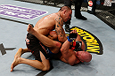 LONDON, ENGLAND - FEBRUARY 16:  (L-R) James Te Huna punches Ryan Jimmo in their light heavyweight fight during the UFC on Fuel TV event on February 16, 2013 at Wembley Arena in London, England.  (Photo by Josh Hedges/Zuffa LLC/Zuffa LLC via Getty Images)
