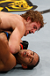 LONDON, ENGLAND - FEBRUARY 16:  (L-R) Gunnar Nelson elbows Jorge Santiago in their welterweight fight during the UFC on Fuel TV event on February 16, 2013 at Wembley Arena in London, England.  (Photo by Josh Hedges/Zuffa LLC/Zuffa LLC via Getty Images)