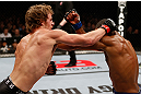 LONDON, ENGLAND - FEBRUARY 16:  (L-R) Gunnar Nelson punches Jorge Santiago in their welterweight fight during the UFC on Fuel TV event on February 16, 2013 at Wembley Arena in London, England.  (Photo by Josh Hedges/Zuffa LLC/Zuffa LLC via Getty Images)