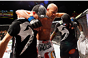 LONDON, ENGLAND - FEBRUARY 16:  Cyrille Diabate is carried from the Octagon after suffering an injury against Jimi Manuwa in their light heavyweight fight during the UFC on Fuel TV event on February 16, 2013 at Wembley Arena in London, England.  (Photo by Josh Hedges/Zuffa LLC/Zuffa LLC via Getty Images)