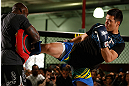 TORRANCE, CA - FEBRUARY 20:  Lyoto Machida conducts an open training session for fans and media at the UFC Gym on February 20, 2013 in Torrance, California.  (Photo by Josh Hedges/Zuffa LLC/Zuffa LLC via Getty Images)