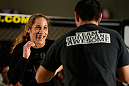 TORRANCE, CA - FEBRUARY 20:  Liz Carmouche conducts an open training session for fans and media at the UFC Gym on February 20, 2013 in Torrance, California.  (Photo by Josh Hedges/Zuffa LLC/Zuffa LLC via Getty Images)