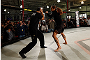 TORRANCE, CA - FEBRUARY 20:  Liz Carmouche conducts an open training session for fans and media at the UFC Gym on February 20, 2013 in Torrance, California.  (Photo by Josh Hedges/Zuffa LLC/Zuffa LLC via Getty Images)