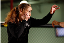 TORRANCE, CA - FEBRUARY 20:  Liz Carmouche conducts an open training session for fans and media at the UFC Gym on February 20, 2013 in Torrance, California.  (Photo by Josh Hedges/Zuffa LLC/Zuffa LLC via Getty Images)