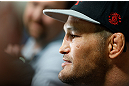 TORRANCE, CA - FEBRUARY 20:  Dan Henderson interacts with media at the UFC Gym on February 20, 2013 in Torrance, California.  (Photo by Josh Hedges/Zuffa LLC/Zuffa LLC via Getty Images)