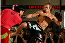 TORRANCE, CA - FEBRUARY 20:  Urijah Faber conducts an open training session for fans and media at the UFC Gym on February 20, 2013 in Torrance, California.  (Photo by Josh Hedges/Zuffa LLC/Zuffa LLC via Getty Images)