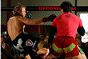TORRANCE, CA - FEBRUARY 20:  Urijah Faber conducts an open training session for fans and media at the UFC Gym on February 20, 2013 in Torrance, California.  (Photo by Josh Hedges/Zuffa LLC/Zuffa LLC via Getty Images)