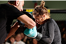 TORRANCE, CA - FEBRUARY 20:  Ronda Rousey conducts an open training session for fans and media at the UFC Gym on February 20, 2013 in Torrance, California.  (Photo by Josh Hedges/Zuffa LLC/Zuffa LLC via Getty Images)
