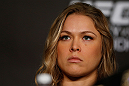 ANAHEIM, CA - FEBRUARY 21:  Ronda Rousey interacts with media during a UFC pre-fight press conference at Honda Center on February 21, 2013 in Anaheim, California.  (Photo by Josh Hedges/Zuffa LLC/Zuffa LLC via Getty Images)