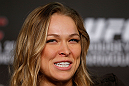ANAHEIM, CA - FEBRUARY 21:  Ronda Rousey interacts with media during a UFC pre-fight press conference at Honda Center on February 21, 2013 in Anaheim, California.  (Photo by Josh Hedges/Zuffa LLC/Zuffa LLC via Getty Images)