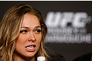 ANAHEIM, CA - FEBRUARY 21:  Ronda Rousey interacts with media during a UFC pre-fight press conference at Honda Center on February 21, 2013 in Anaheim, California.  (Photo by Josh Hedges/Zuffa LLC/Zuffa LLC via Getty Images)